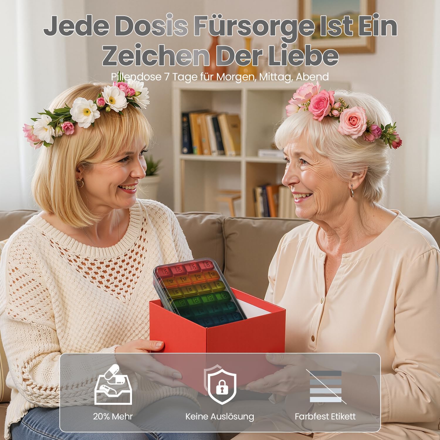 Detalle 2 de Doruimi Tablettenbox 7 Tage mit 4 Fächern 💊