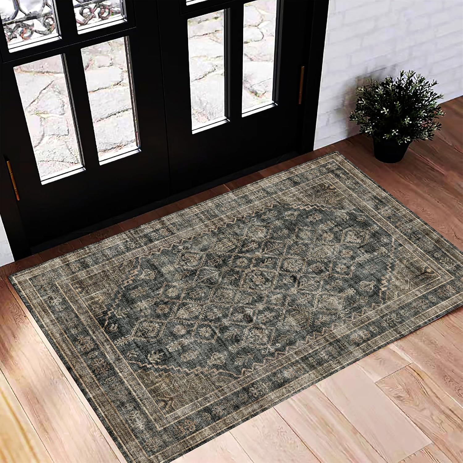 Thumbnail 6 de CHAMPLANT 8x10 Washable Area Rug in Taupe Vintage Floral