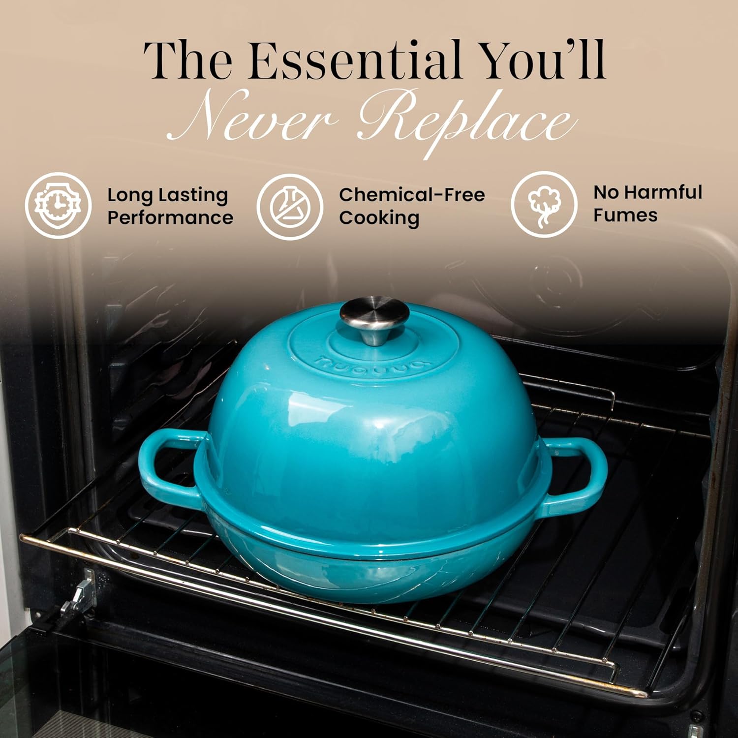Thumbnail 4 de Nuovva Enamelled Cast Iron Dutch Oven Pot (26cm, 6 Quarts) – Blue