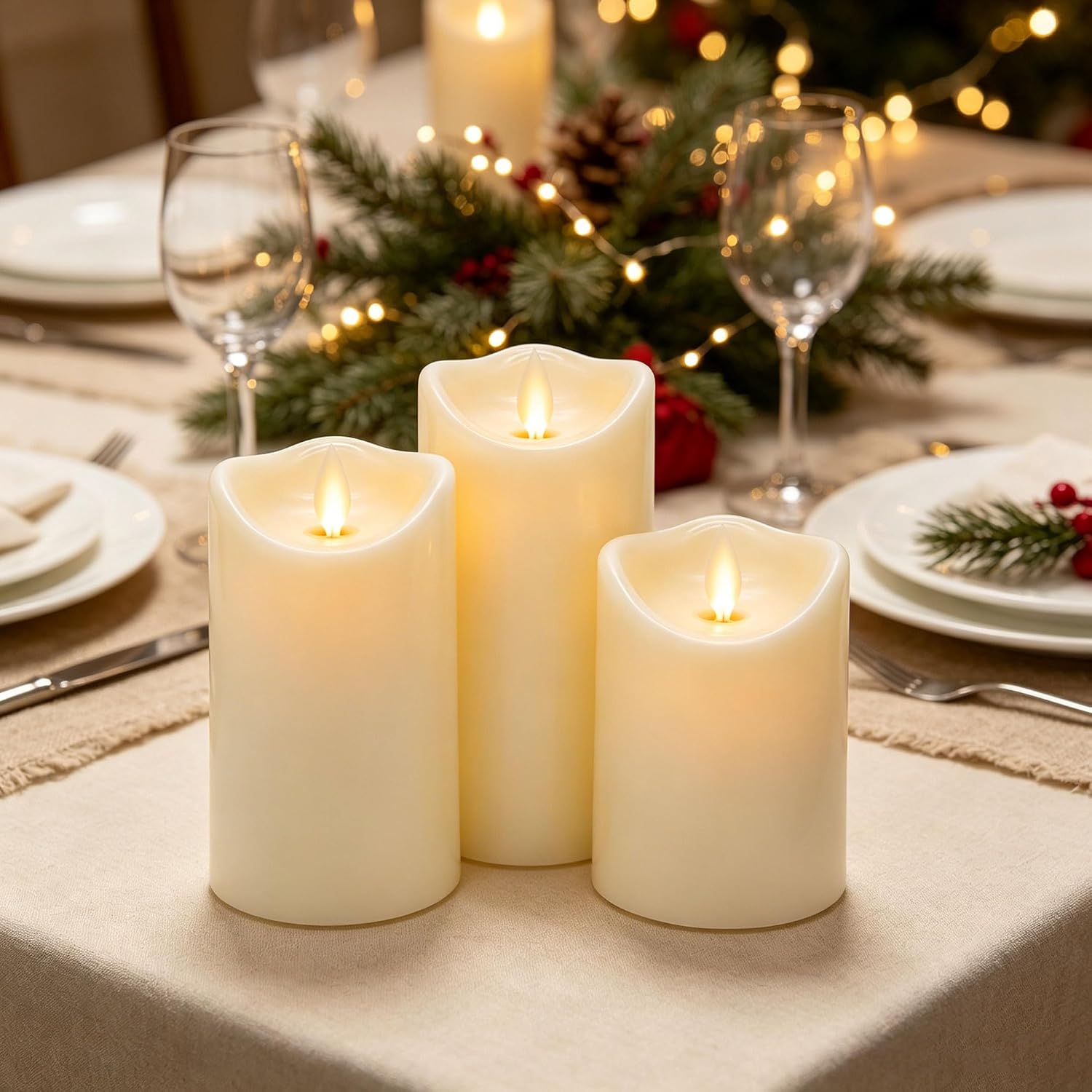 Detalle de Da by 3 Candele LED Avorio con Stoppino Oscillante Dinamico – Set assortito (3 pezzi) con telecomando