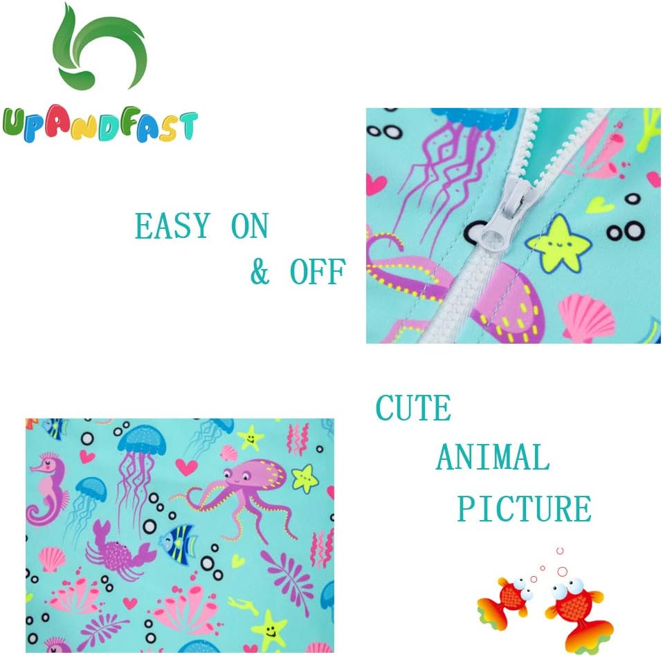 Detalle de Upandfast Baby Girl One Piece Swimwear with Sun Hat UPF 50+
