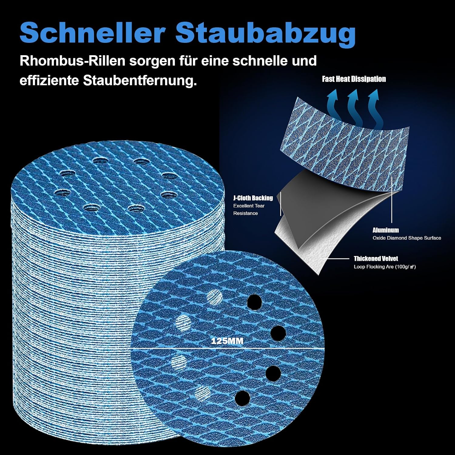 Thumbnail 2 de Geogieew LAN-40-600 schuurschijven 125 mm met klittenband, 8 gaten en 8 korrels