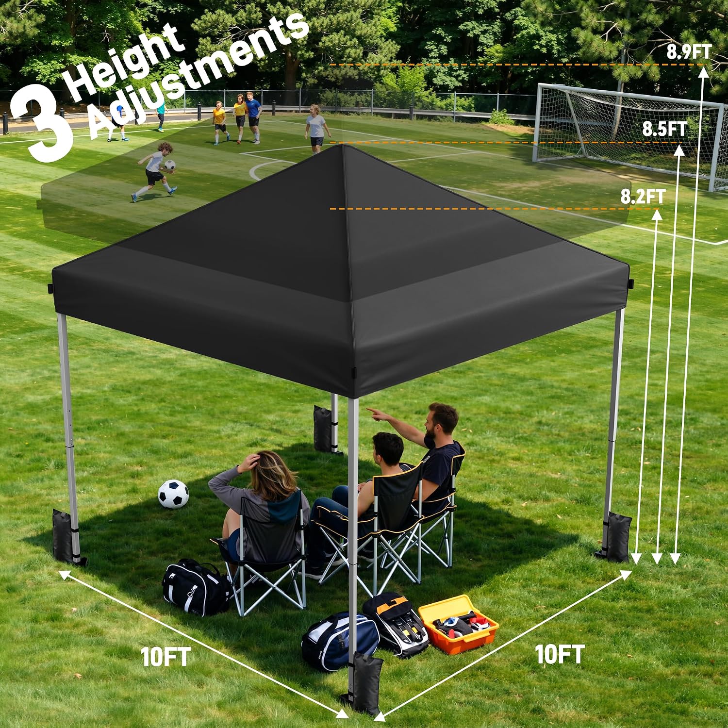 Detalle 2 de Vinabilia WF250023 10x10 Pop-Up Canopy Tent, UPF 50+, One-Push Lock