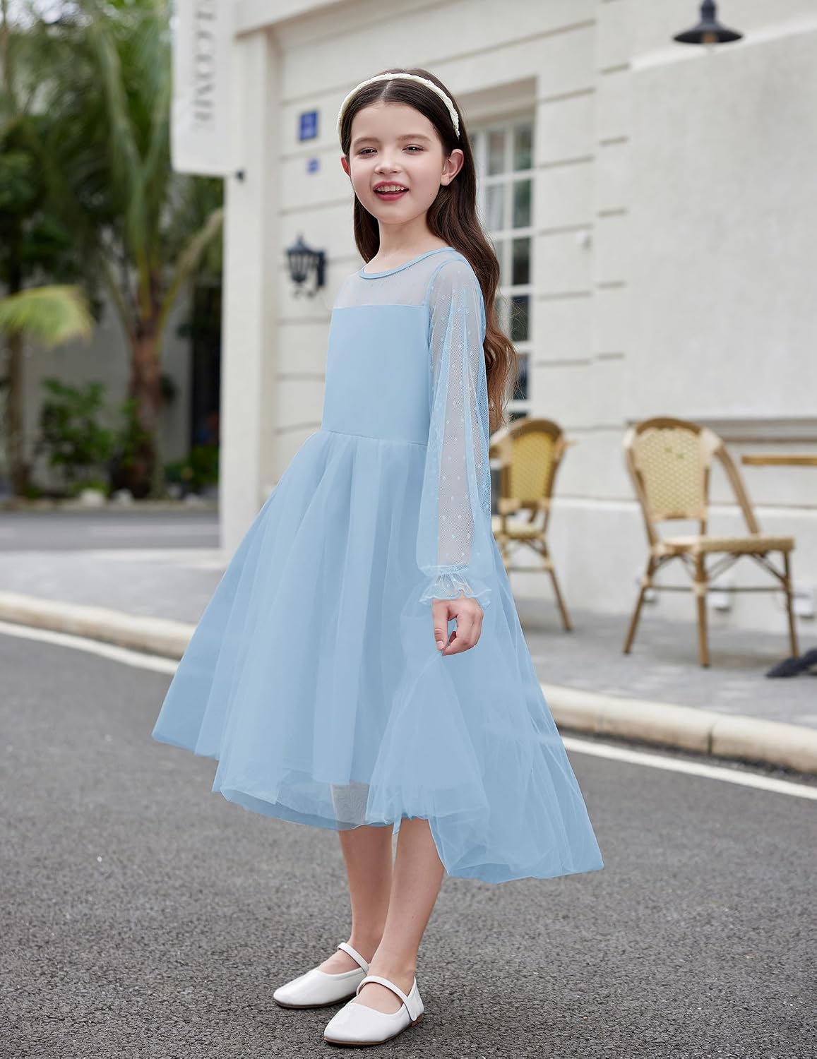Detalle de Arshiner Girls Contrast Mesh High-Low Dress 🎀