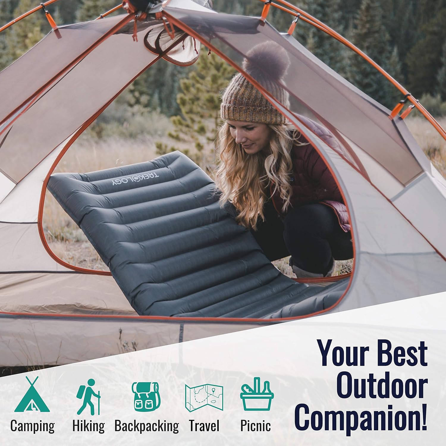 Thumbnail 6 de Trekology UL80 camping sleeping mat (inflatable roll-up) for lightweight comfort