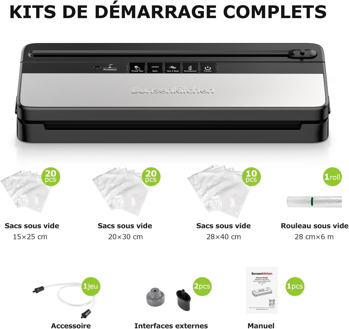 Thumbnail 6 de Bonsenkitchen VS3016 machine sous vide 50 sacs đ„«