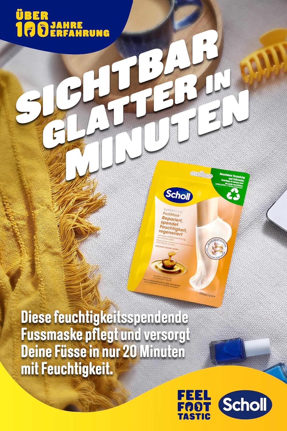 Thumbnail 3 de Scholl Lot de 2 masques hydratants pour les pieds au miel de Manuka – hydratation longue durée