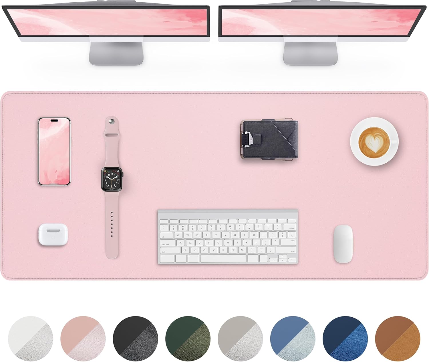 Detalle de AFIING Leather Desk Mat Protector 80 x 40 cm – Light Pink
