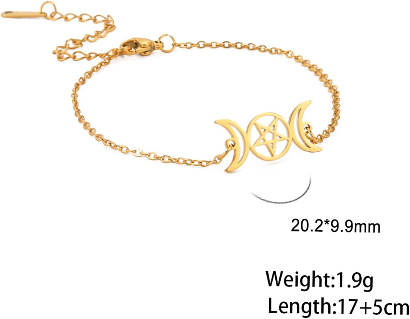 Detalle de EUEAVAN Dreifach Mond Göttin Pentagramm Armband – Edelstahl, verstellbar