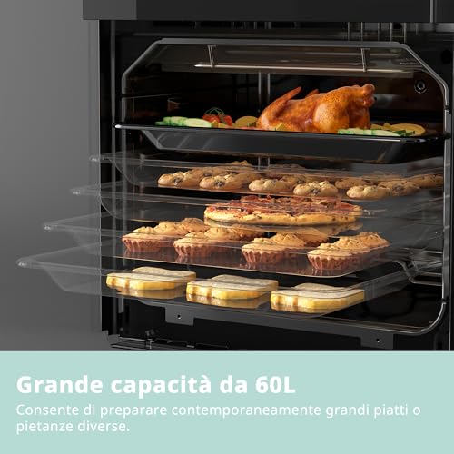 Detalle de COMFEE' CBO60M80M1-BK Forno Elettrico da Incasso Ventilato 60 L – 8 Funzioni, AirFry, Pulizia a Vapore