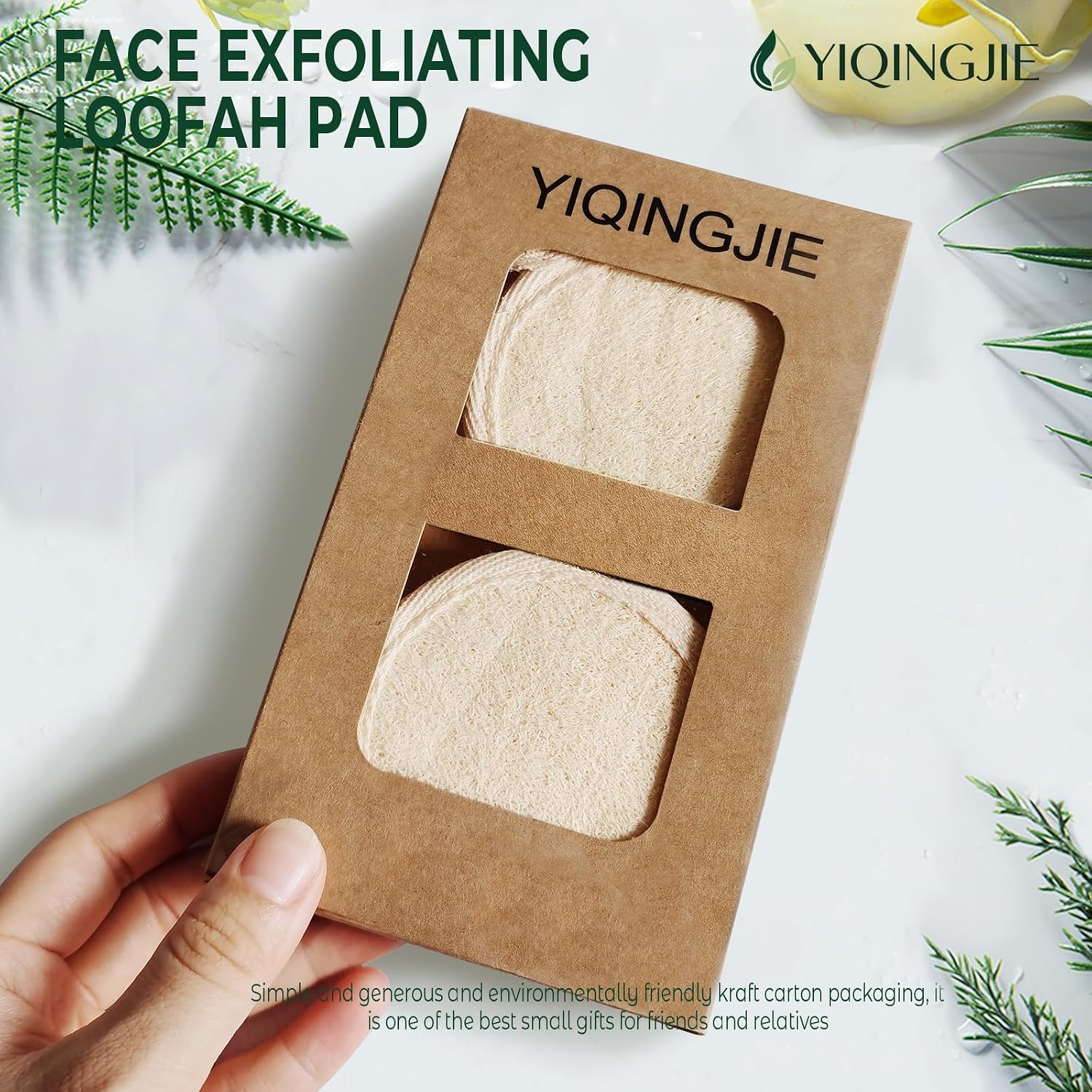 Detalle de YIQINGJIE YQJFACE Natural Loofah Face Scrubber, Beige 4-Pack