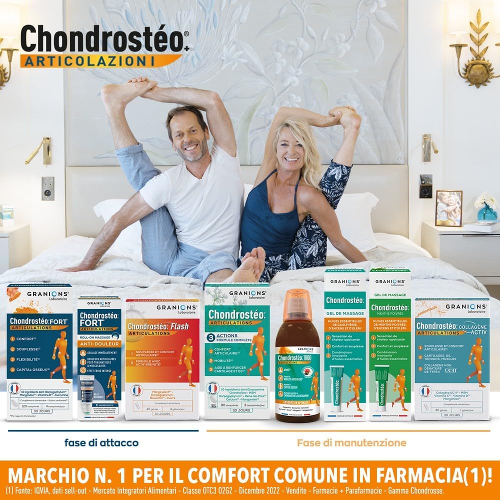 Detalle de Chondrostéo+ Gel Riscaldante per Massaggi, 100 ml – Olio essenziale di Gaultheria, Incenso ed Elemi