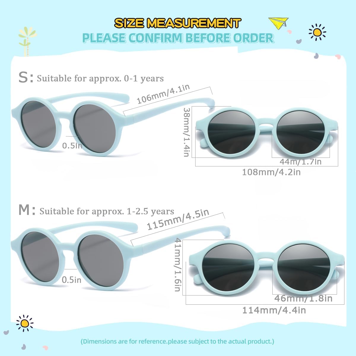 Thumbnail 2 de Musivon Baby-Sonnenbrille 0–2,5 Jahre mit polarisierten UV400-Linsen und flexiblem TPEE-Rahmen