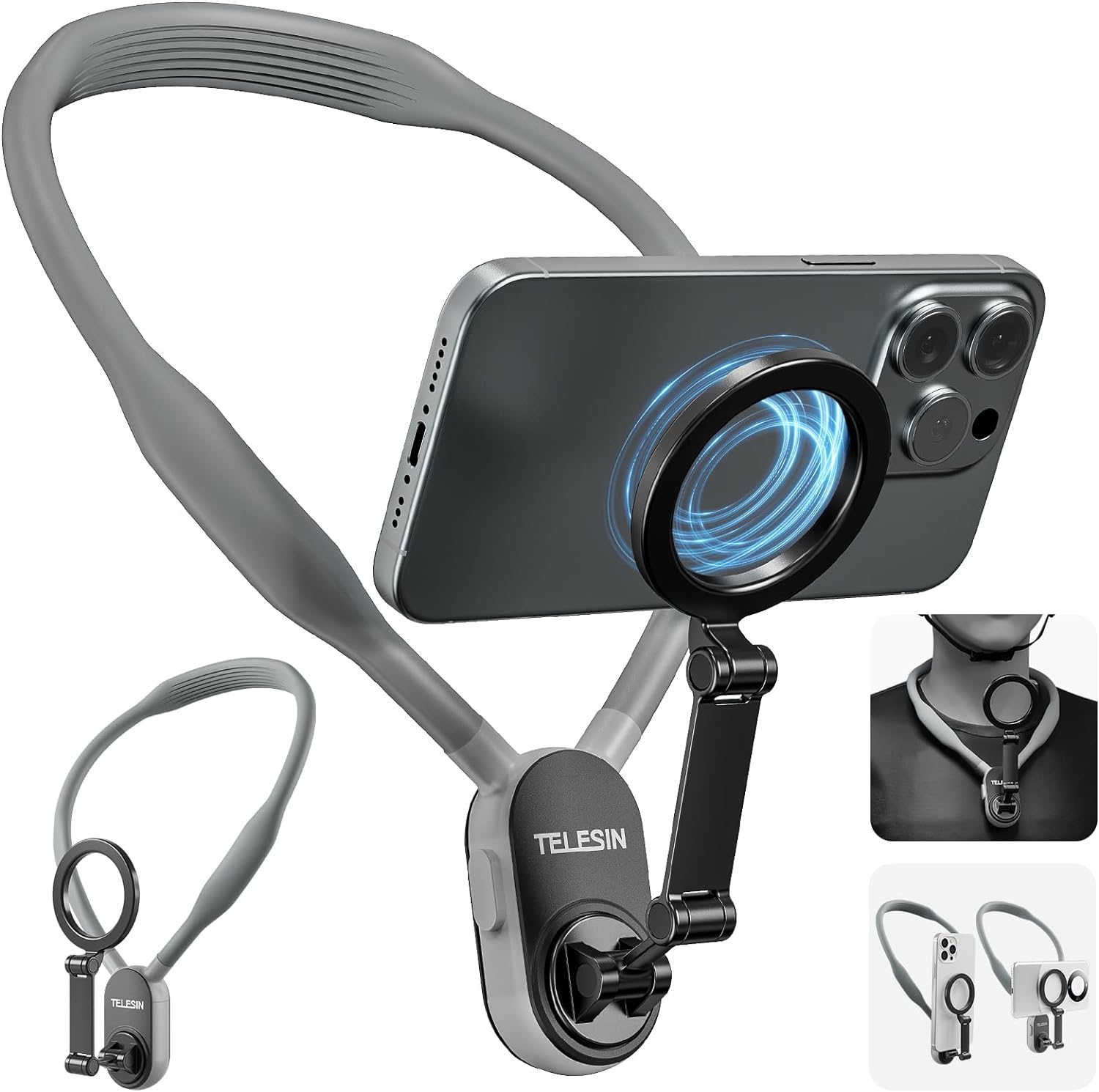 TELESIN° Supporto Magnetico per Telefono da Collo: collana magnetica stabile per POV e vlog