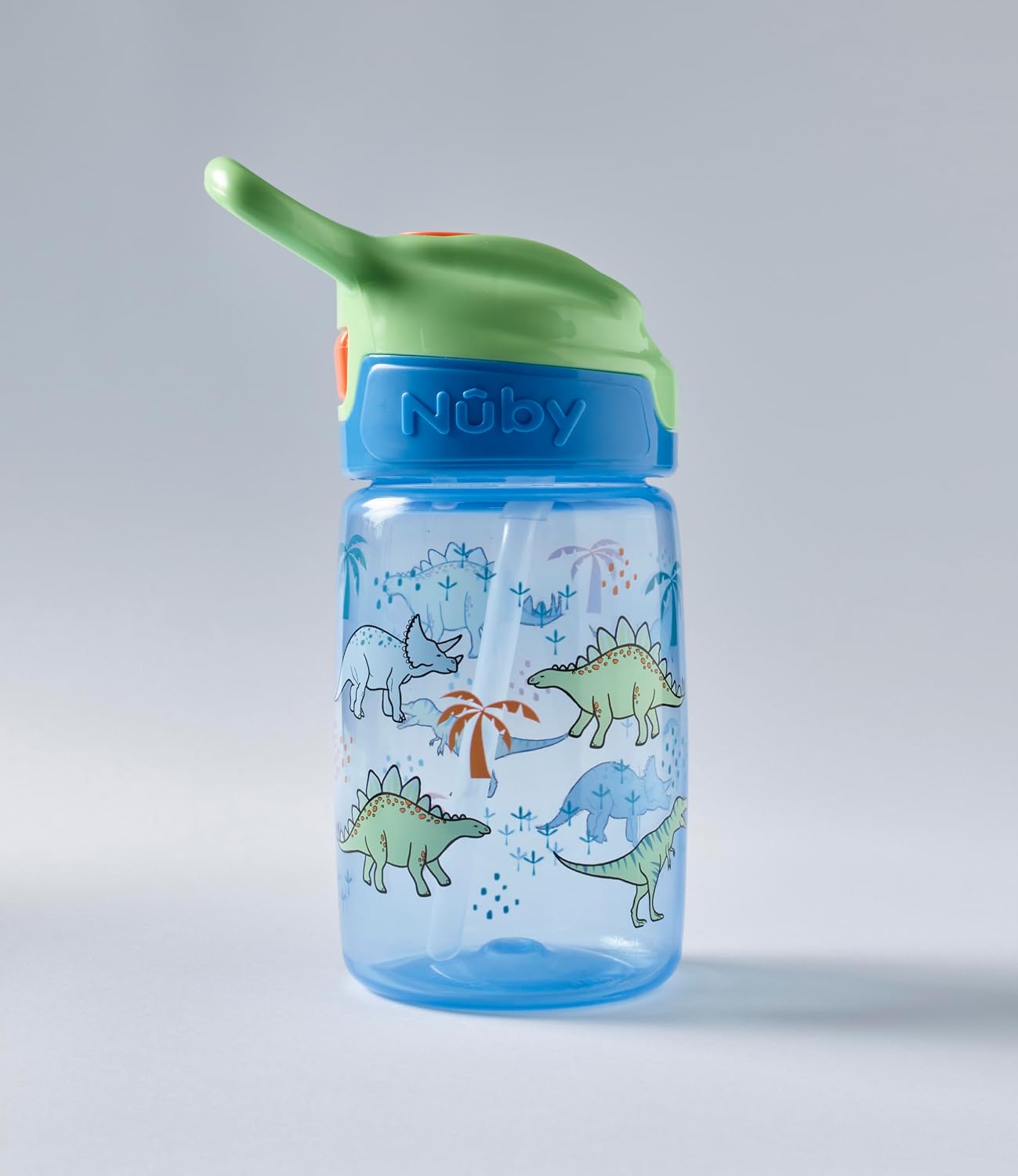 Detalle de Nuby Incredible Gulp Water Bottle - No Spill Active Toddler Sippy Cup (360ml) — Jurassic Edition, Pack of 2