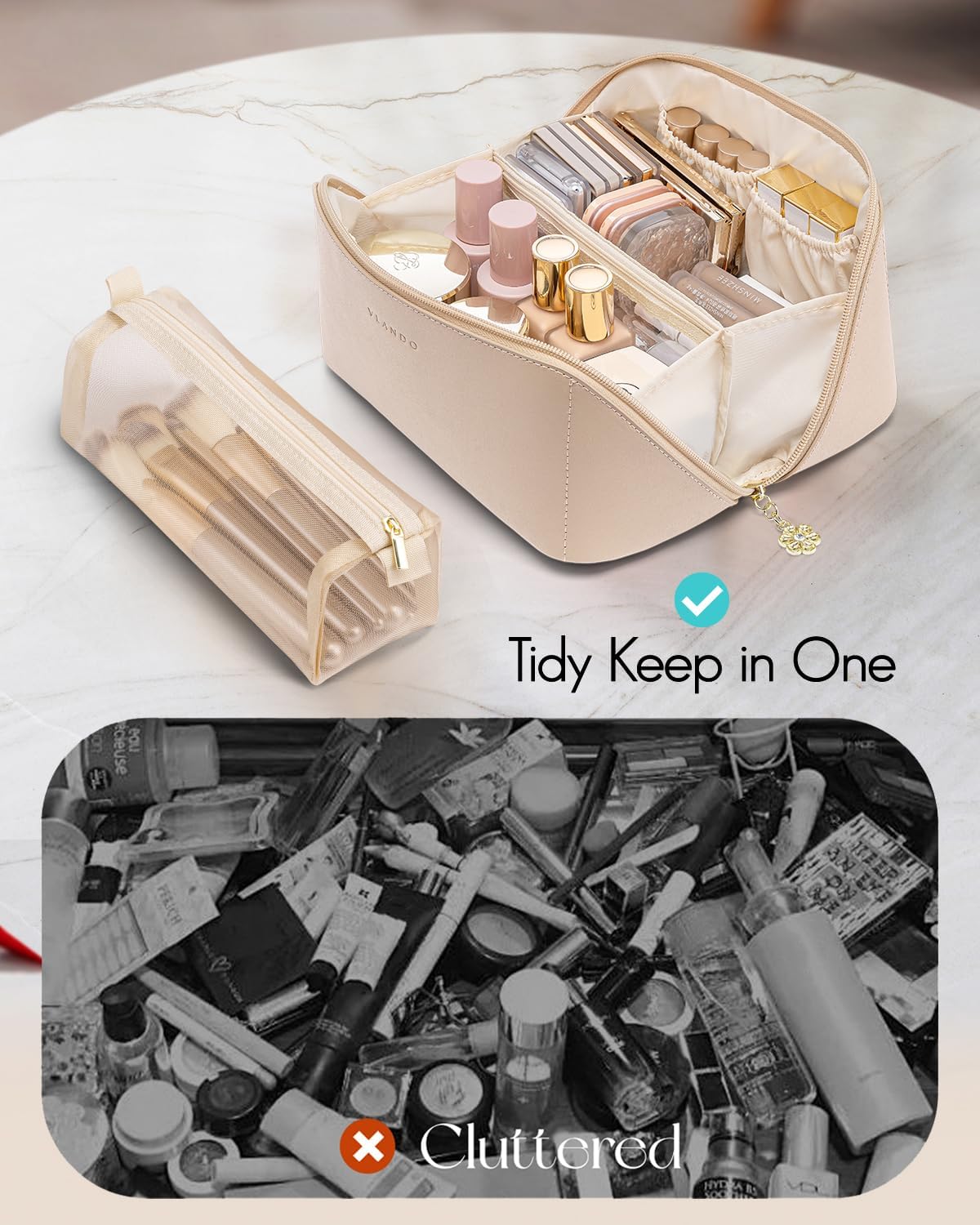 Thumbnail 6 de VLANDO Travel Makeup Bag in Toffee