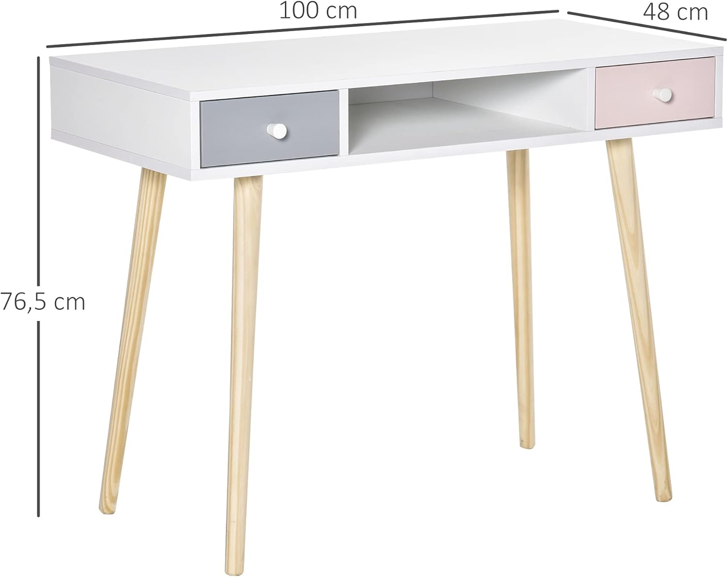 Thumbnail 2 de HOMCOM Bureau Enfant Style scandinave avec tiroir et compartiment de rangement – 100L x 48l x 76,5H cm