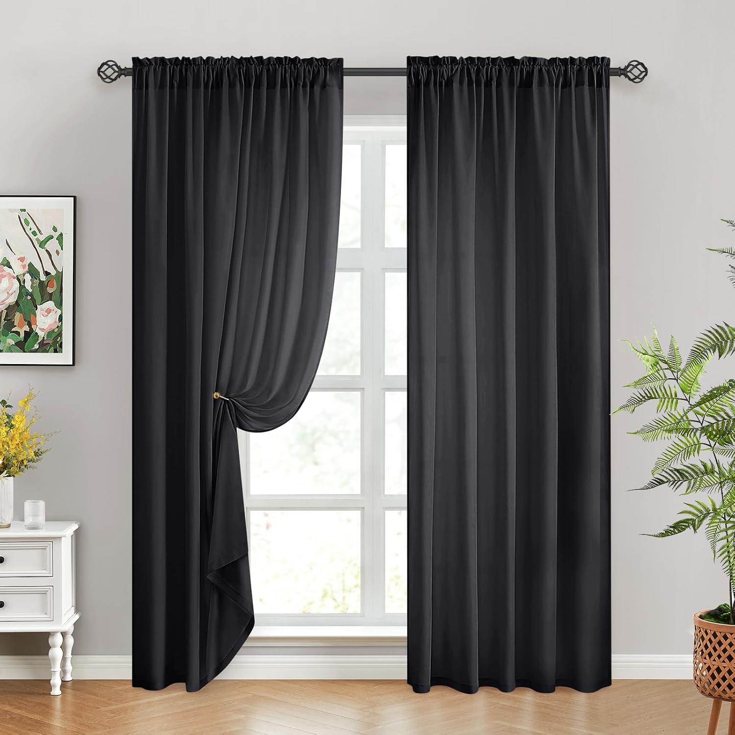 Detalle 2 de HOMEIDEAS Privacy Sheer Curtains 52 x 84 Inches