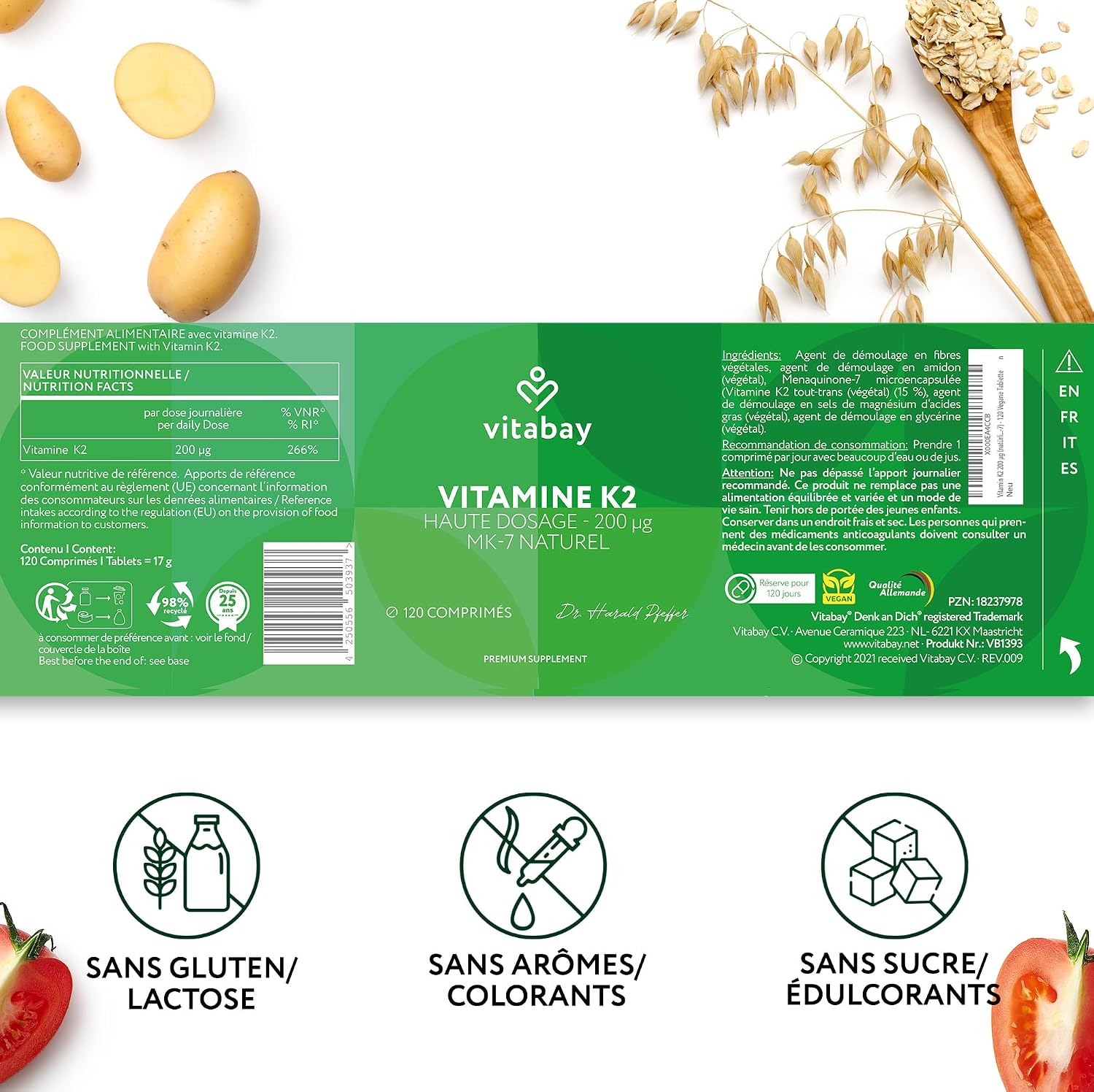 Thumbnail 6 de Vitabay Vitamin K2 200 µg MK-7 120 vegane Tabletten