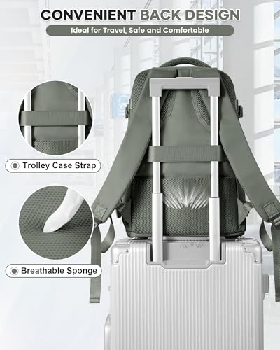 Thumbnail 6 de HPLQQ Mochila de cabina para avión 40x20x25 (Ryanair) con apertura 180° y compartimento para portátil — verde militar