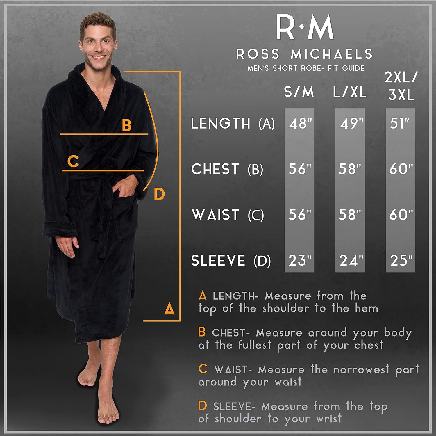 Detalle 1 de Ross Michaels Robe Mid Length Plush Fleece 42"