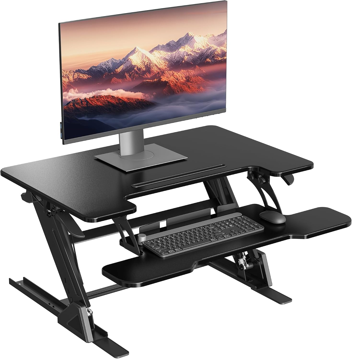BONTEC scrivania regolabile in altezza con doppia molla per doppio monitor (81,3 x 52,2 cm), capacità fino a 15 kg