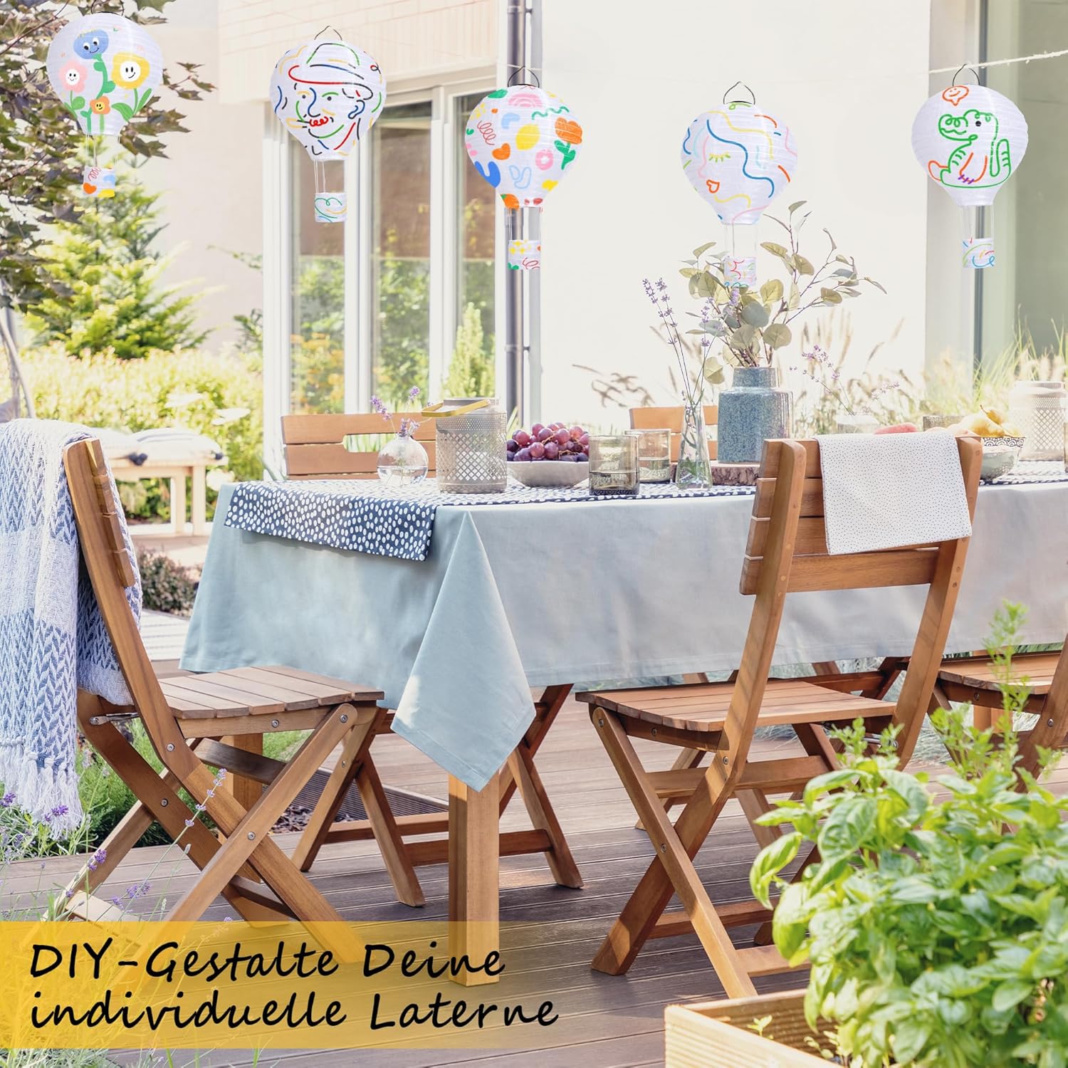 Thumbnail 3 de Solarlampen für Außen Hängend – 30 cm Heißluftballon Solar-Lampion mit flackernder LED-Flamme (1 Stück)