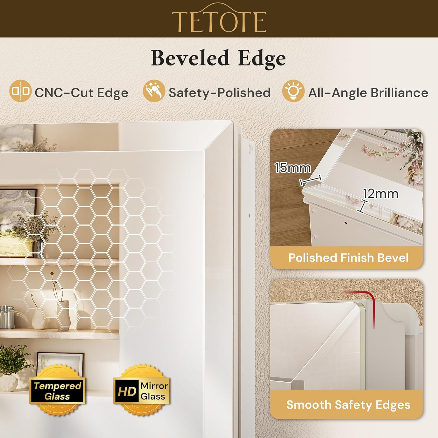 Thumbnail 5 de TETOTE 14 x 24 Medicine Cabinet with Tempered Beveled Mirror