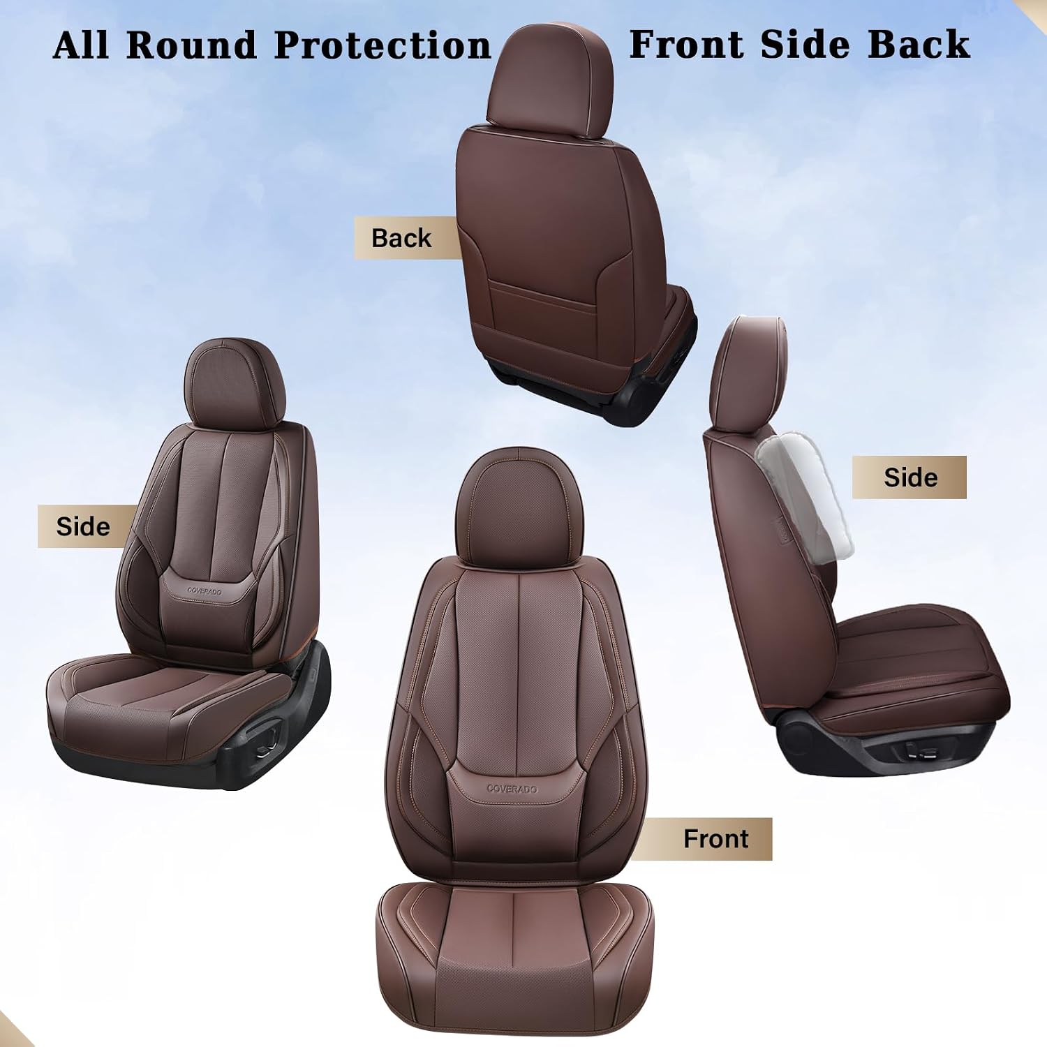 Thumbnail 5 de Coverado Car Seat Covers Full Set: Nappa Leather, Waterproof, Universal Fit