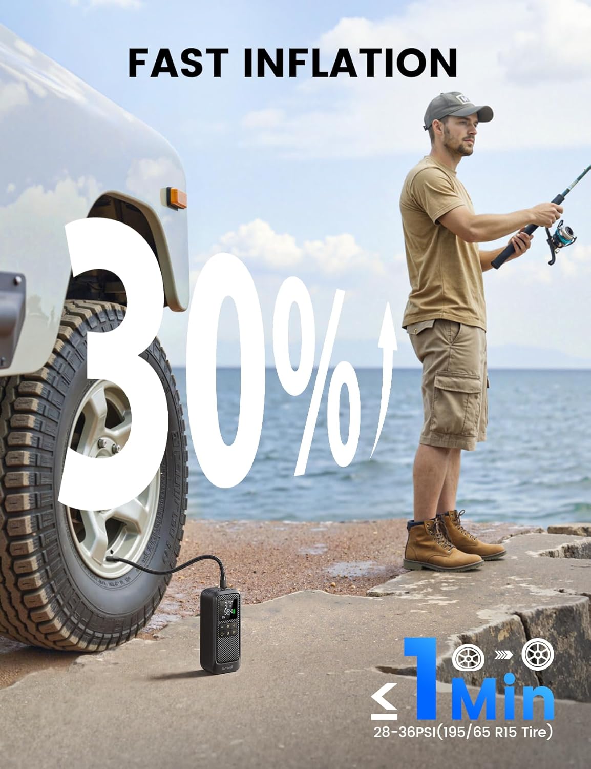 Detalle 2 de Lamicall Car Tyre Inflator 150 PSI portable pump