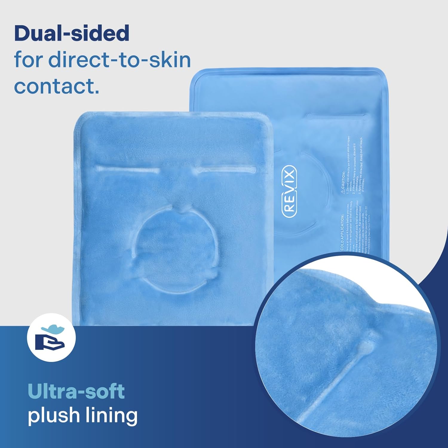 Detalle de REVIX Ice Pack for Knee Pain Relief: Reusable Gel Knee Wrap with Plush Cover