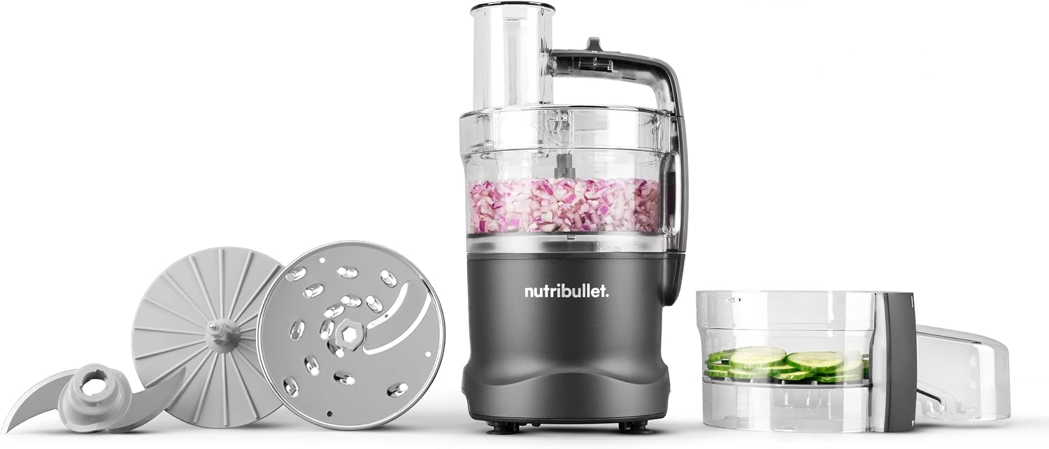 Detalle de NutriBullet Limitless Food Processor, 5.5-Cup Bowl, 600W, Gunmetal Gray