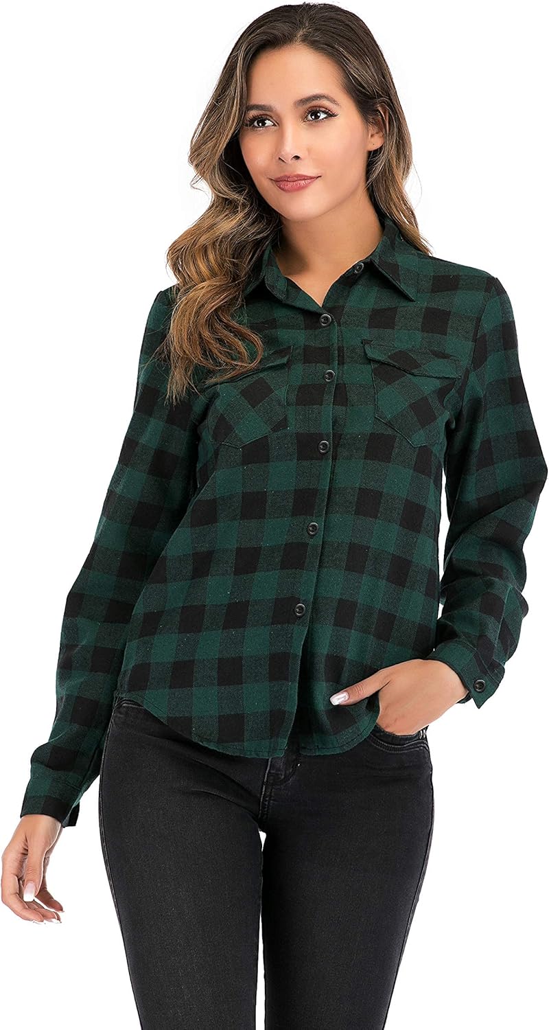 Thumbnail 1 de Enjoyoself Damen karierte Flanellbluse (Langarm) im Cowboy-/Holzfäller-Stil mit Knopfleiste