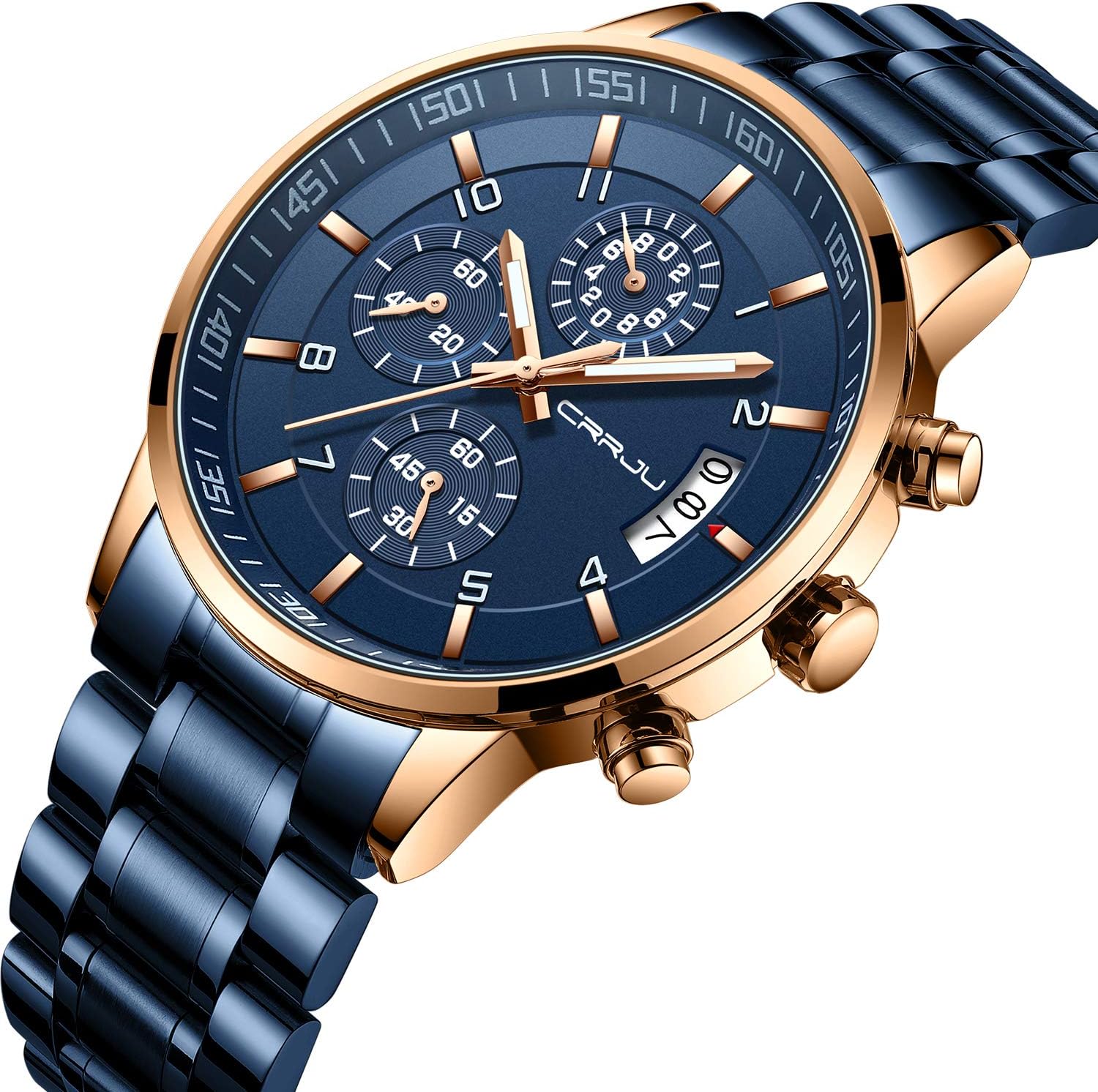 Thumbnail 1 de CRRJU Herren Chronographenuhr 30 m wasserdicht