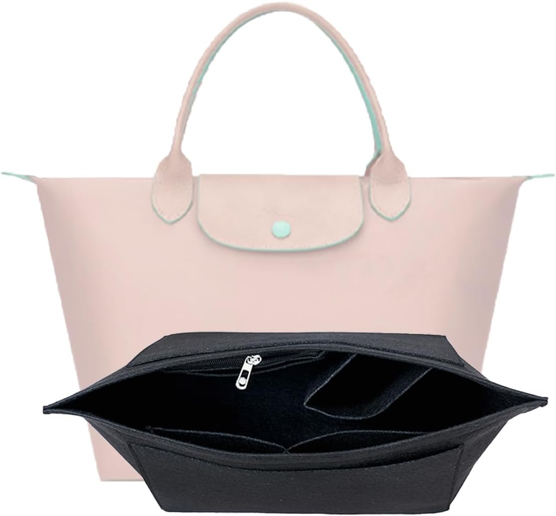 Detalle 2 de D.DUO Organizer per borsa: organizer multi-tasca in feltro per interni Longchamp ( Nero, Medium )