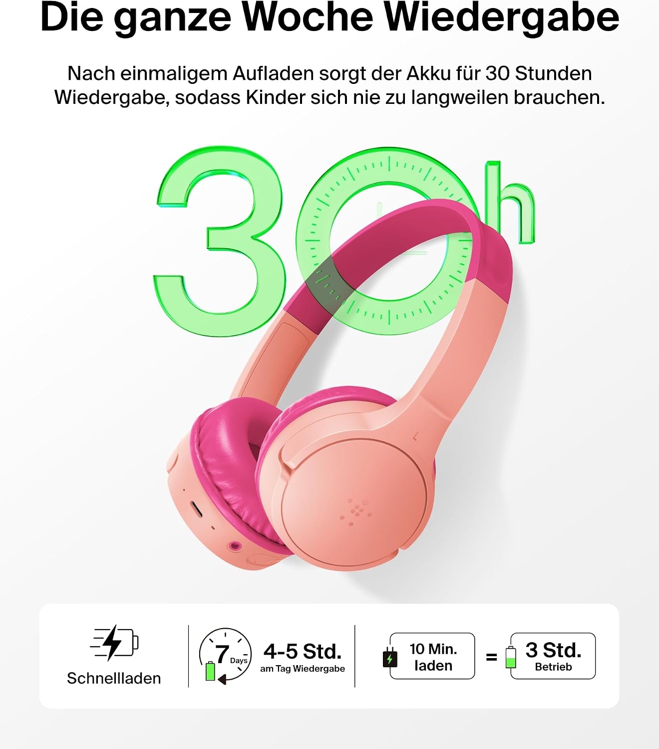 Detalle 2 de Belkin SoundForm Mini Kinderkopfhörer Rosa