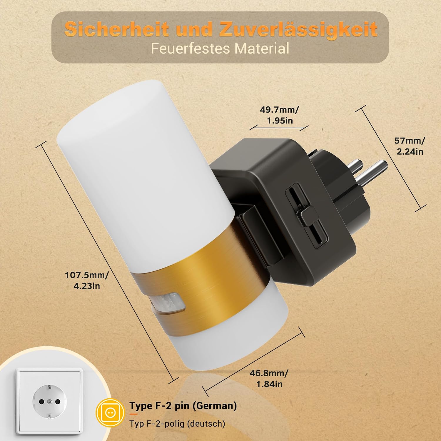 Detalle 2 de JandCase EUC-GY17202DE nattlampa med rörelsesensor, dimbar, 3 lägen