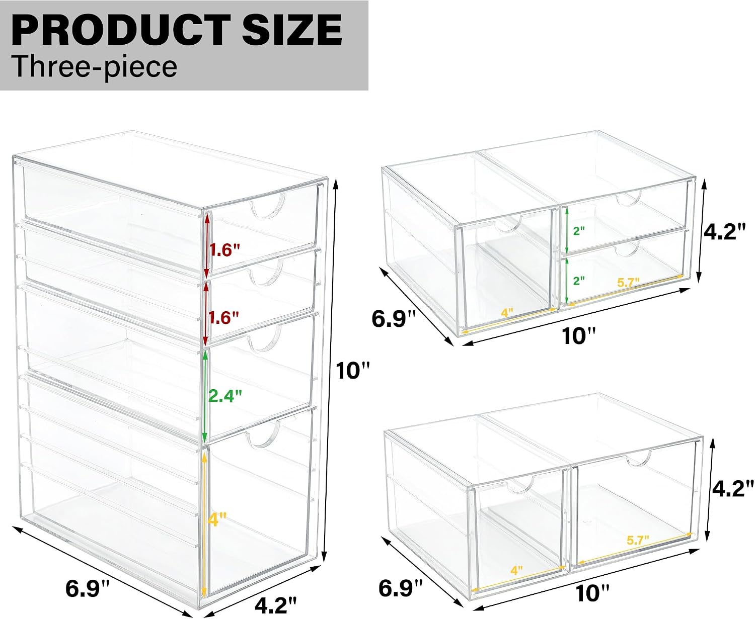 Thumbnail 2 de Prsildan Acrylic Drawer Makeup Organizer 9-drawer set