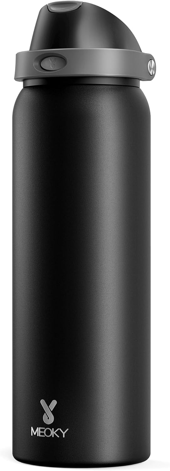Detalle de Meoky 40 oz Insulated Stainless Steel Water Bottle with 2-in-1 Lid (Leak-Proof, 24-Hour Cold)