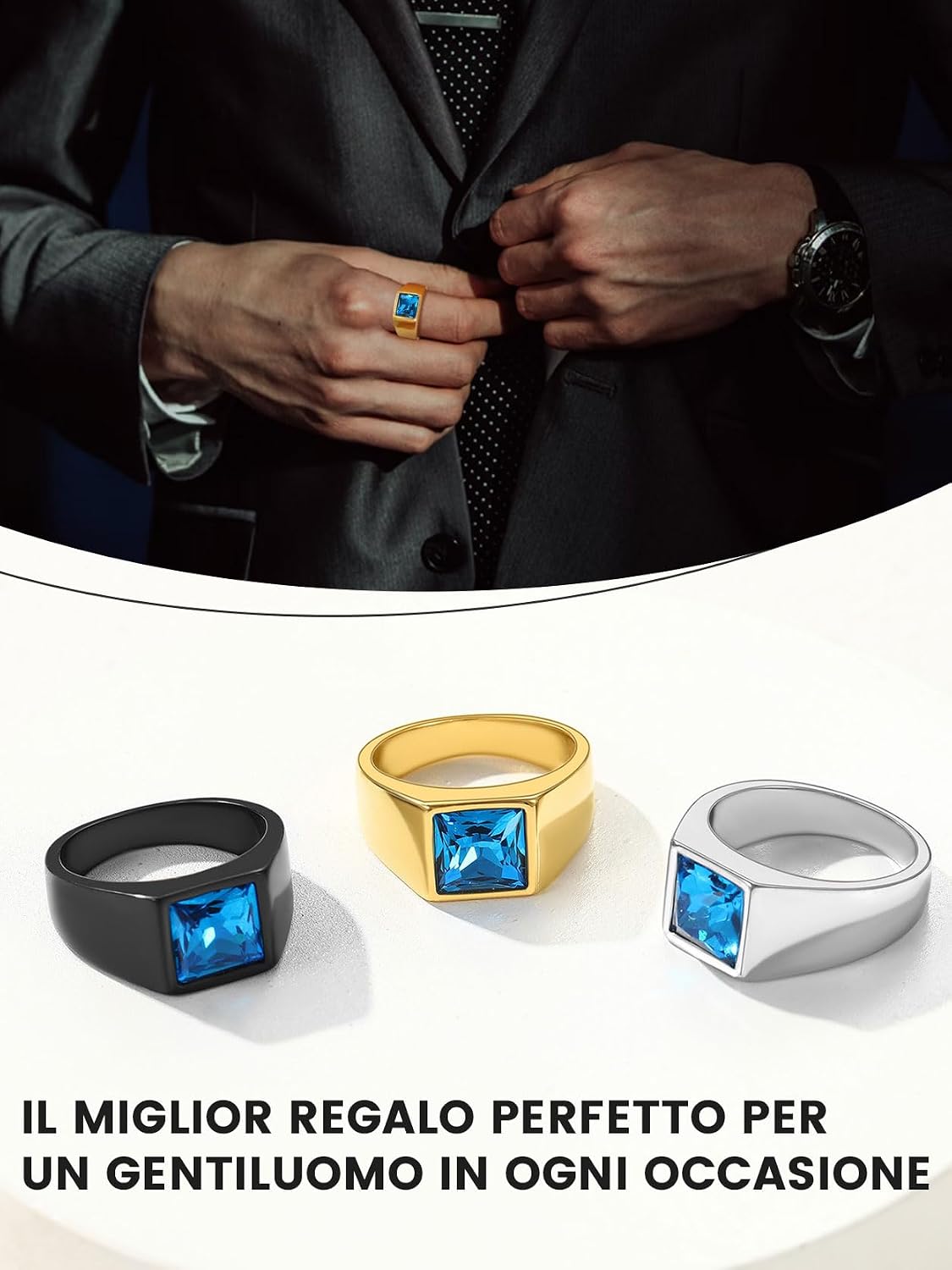 Thumbnail 5 de GoldChic JEWELRY Anello Zaffiro Ossidiana 3D IT 14-32