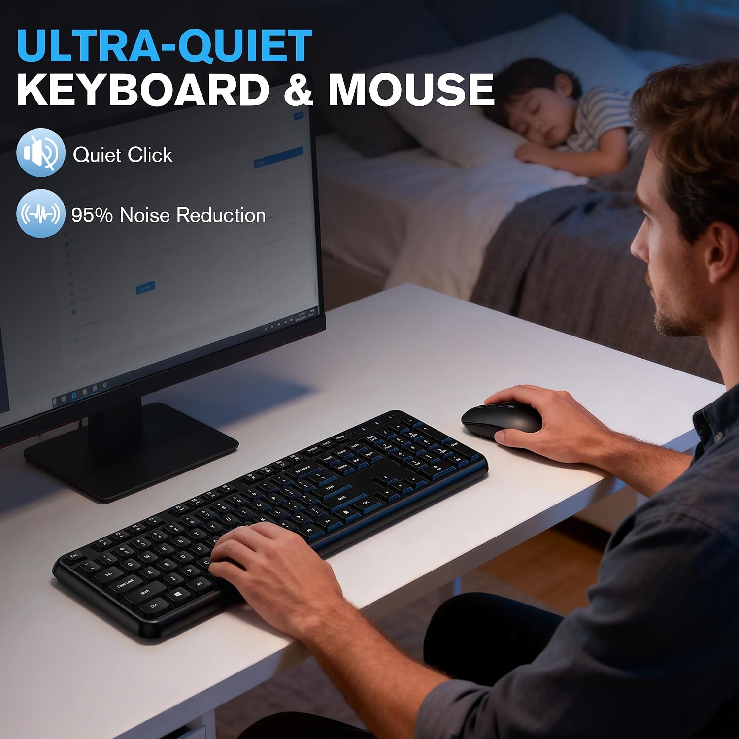 Detalle 2 de Hamile Wireless Keyboard and Mouse Combo, Full-Size