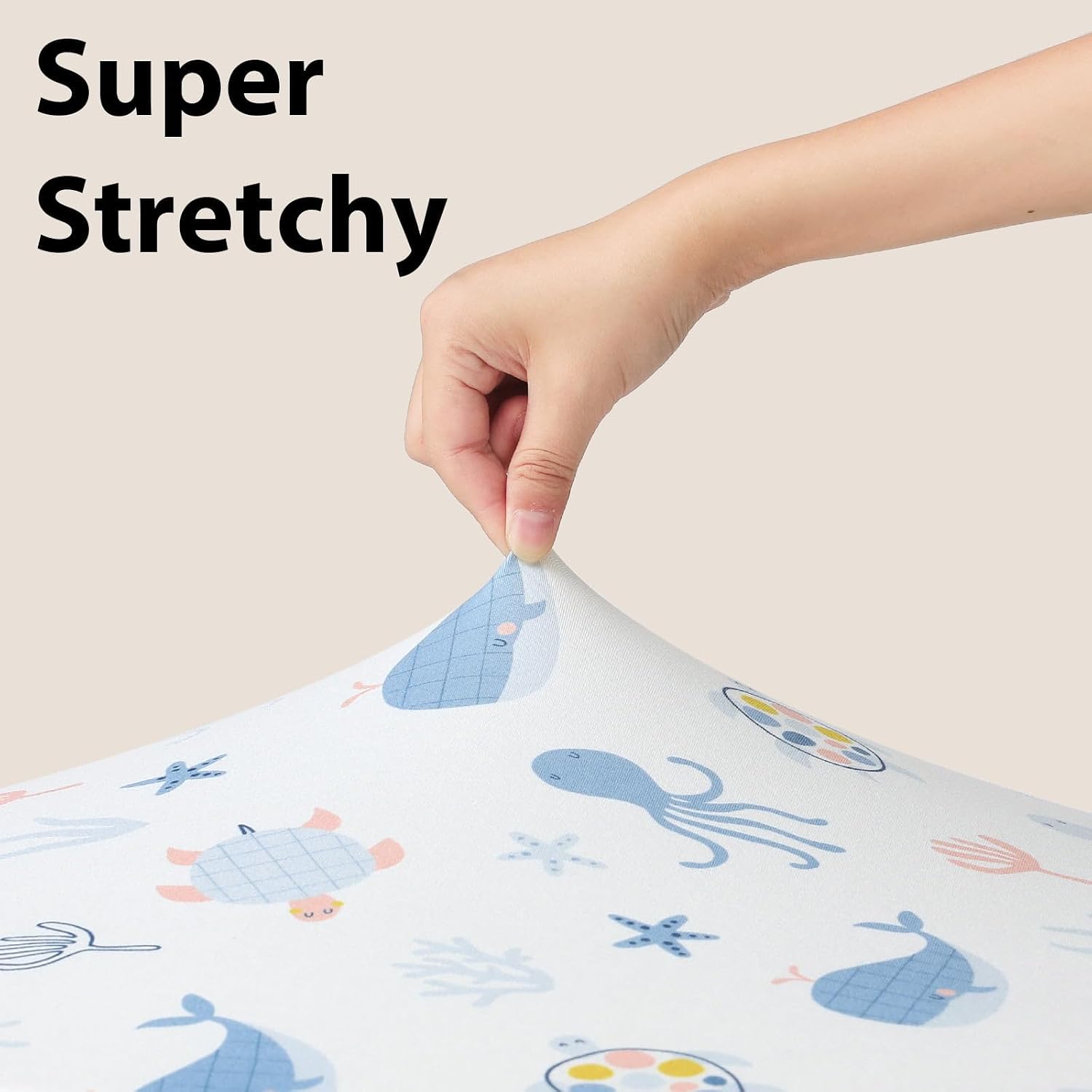 Thumbnail 3 de FIEMOL Next to Me Crib Sheets 85x51cm – 3 Pack (Blue Ocean Whale)