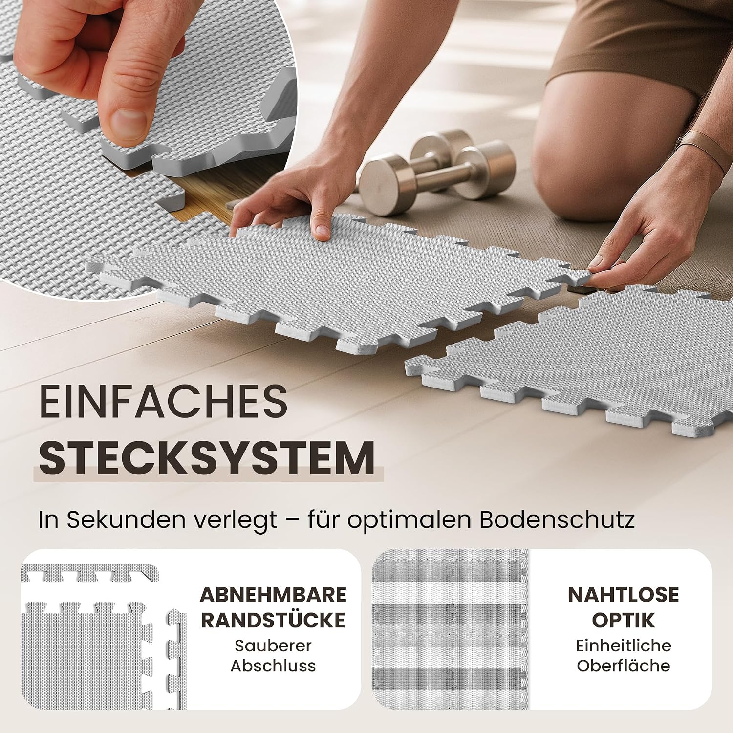Detalle de Schutzmatten Set: 18 Puzzle-Bodenschutzmatten für Optimalen Boden- und Geräuschschutz