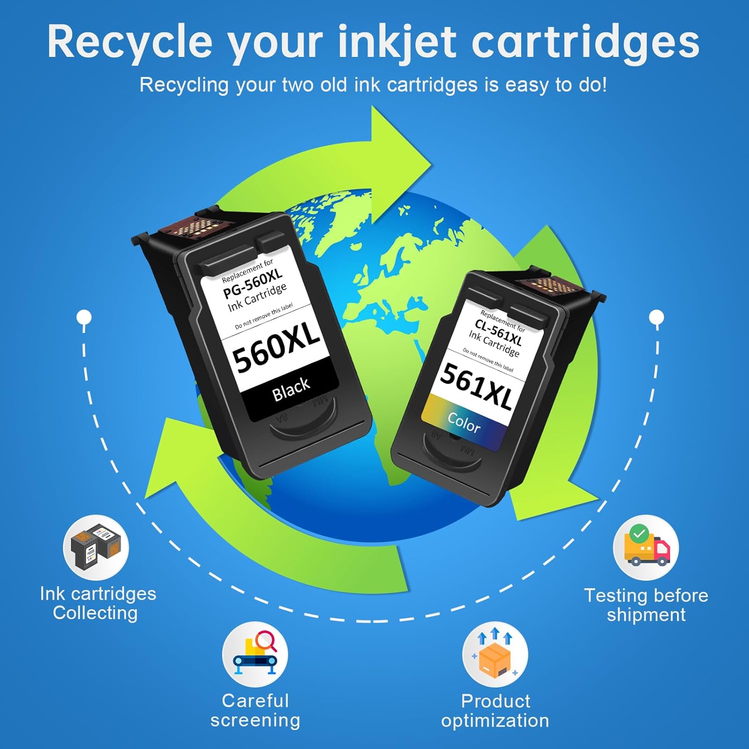 Detalle de ColoWorld 560/561 XL Multipack – Kompatibel mit Canon Pixma TS5350/TS7450, 2er-Multipack mit 560XL/561XL