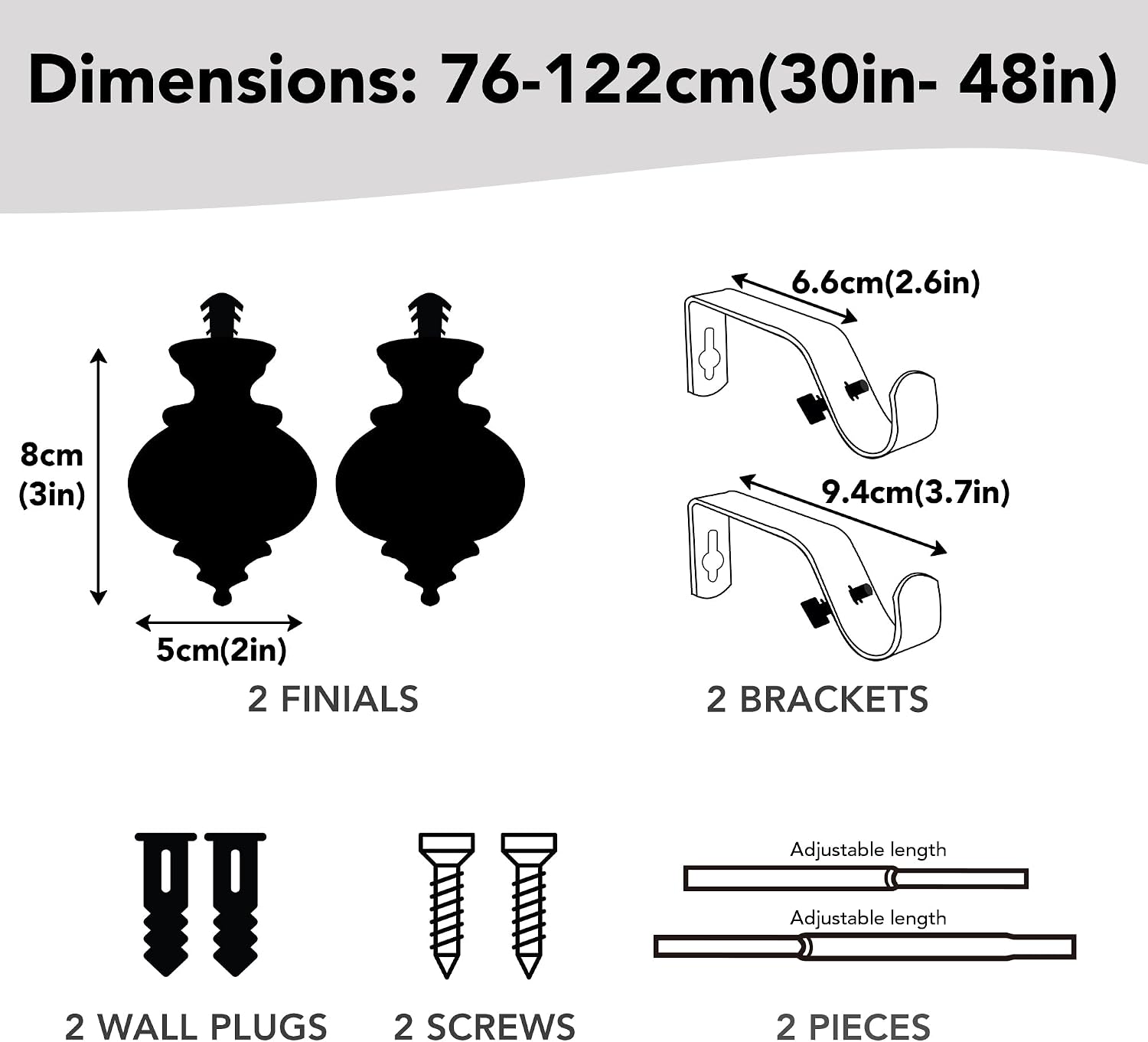 Thumbnail 6 de Deconovo extendable curtain rail 76-122cm