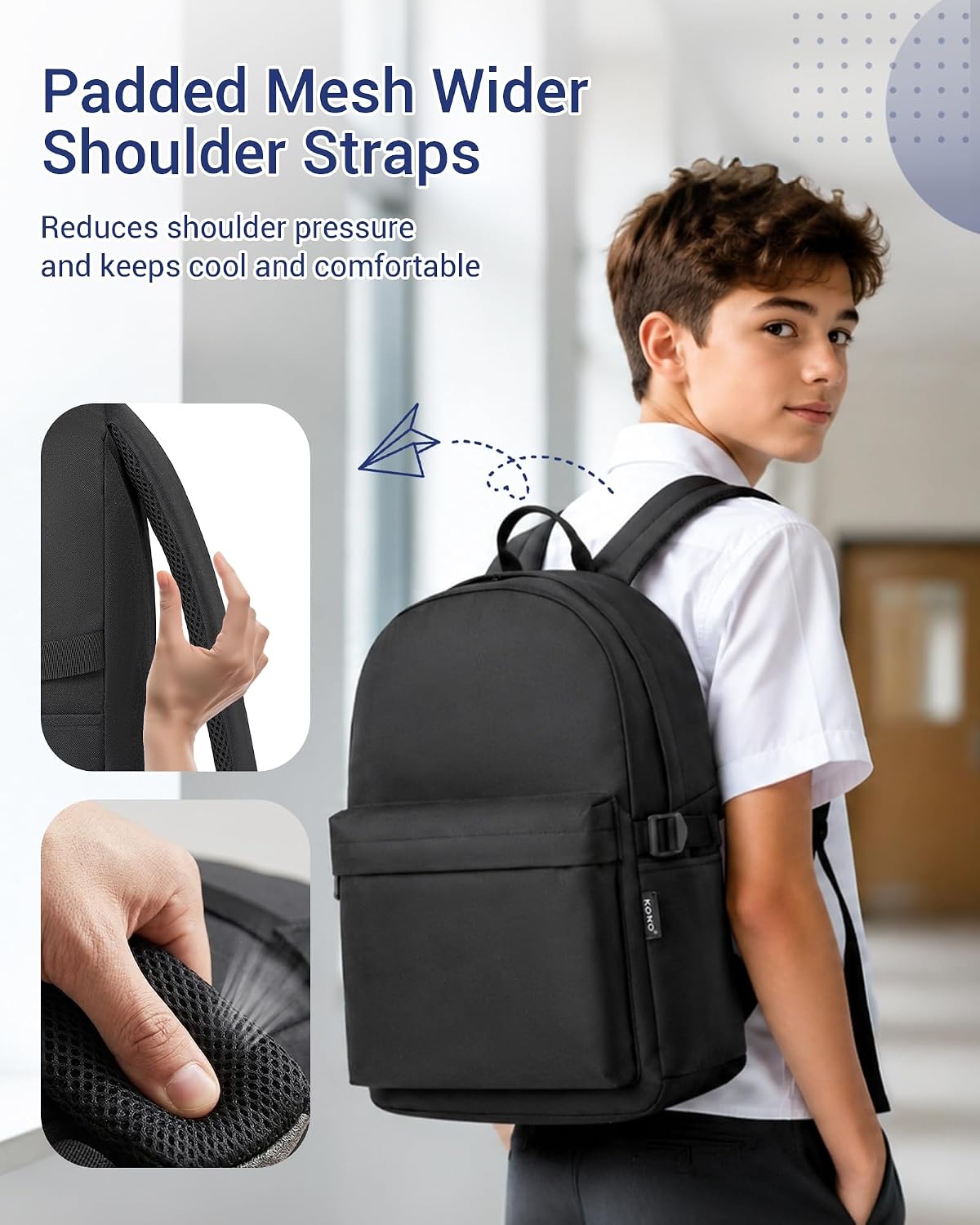 Detalle de Kono Backpack School Bag 22L: Lightweight, Versatile Rucksack for Everyday Use