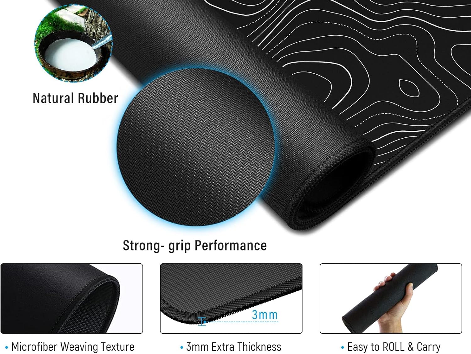 Detalle de JIALONG Gaming Mouse Pad – Large Desk Pad with Anti-Slip Base and Custom Design