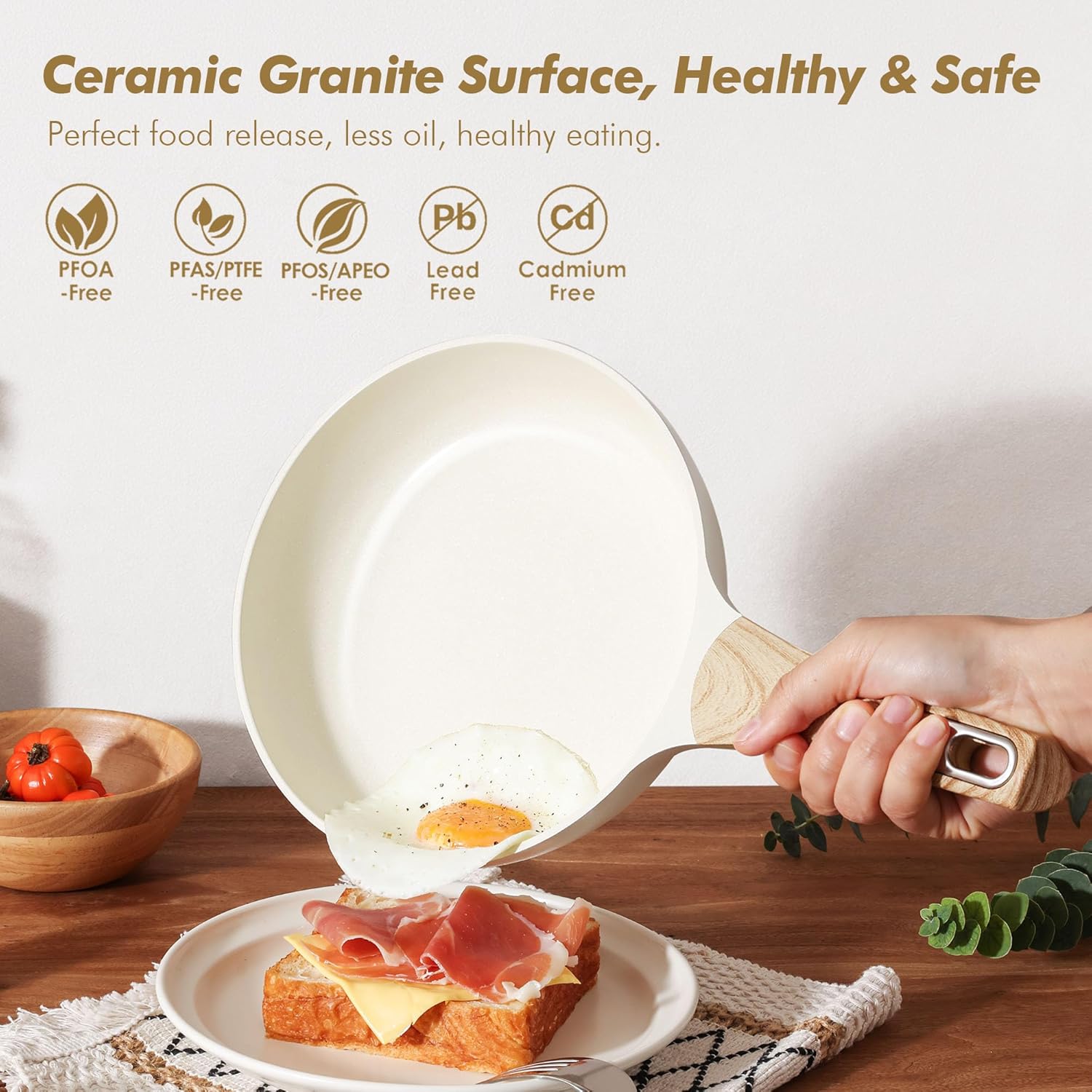 Detalle de SENSARTE Ceramic Cookware 14-Piece Set: Healthy Nonstick, Induction Ready