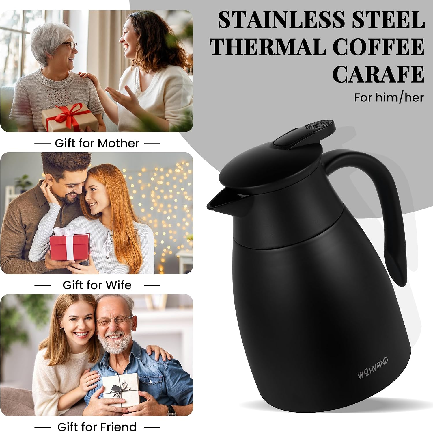 Thumbnail 6 de WYHVAND CL0210BK Thermal Coffee Carafe, 1.0 L, Black Stainless Steel