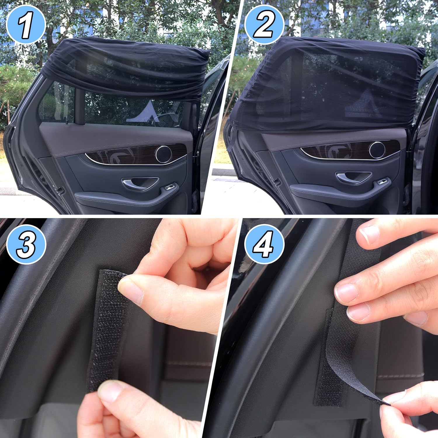 Detalle de Lechin Sonnenschutz Auto Baby Universal Netz für UV-Schutz — 2 Stück (L) für Seitenscheibe